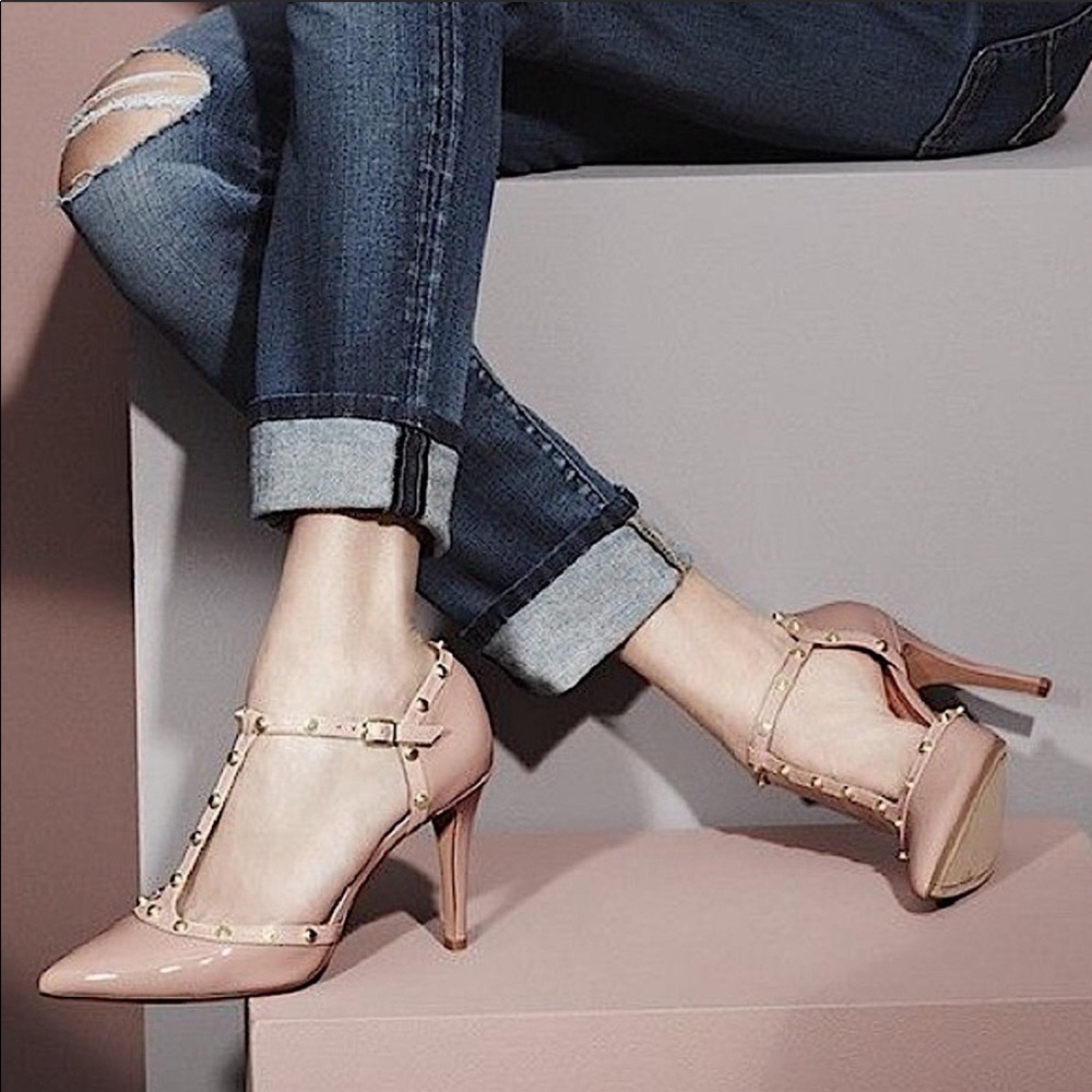 Halogen Martine Studded T-Strap Heels Shoes